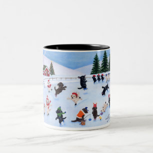 Weihnachtslabrador-Spaß-Malerei Zweifarbige Tasse