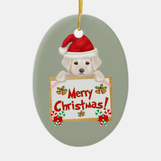 Weihnachtslabrador-Welpe! Für Welpen-Liebhaber! Keramikornament (Vorne)