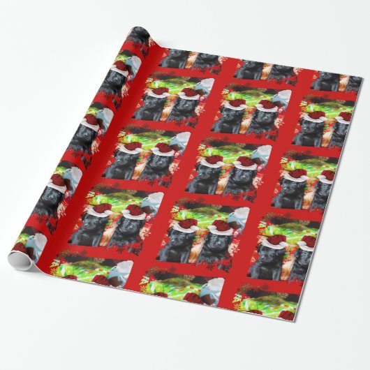 Weihnachtslabrador-Welpenrot-Packpapier Geschenkpapier (Ungerollt)