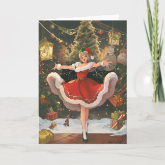 Weihnachtslachen und -freude Vintage-Weihnachtskar Dankeskarte