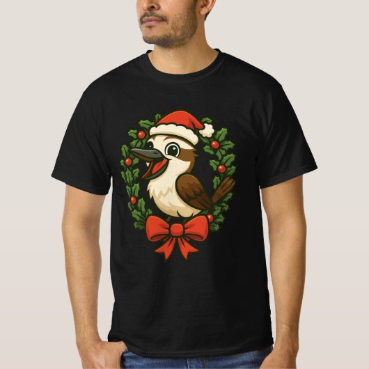 Weihnachtslachender Kookaburra T-Shirt (Vorderseite)