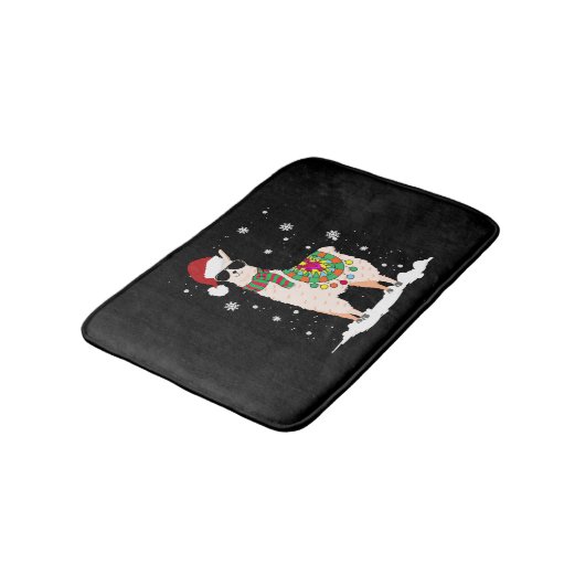 Weihnachtslama - Alpaca Weihnachten Badematte (Schrägansicht)