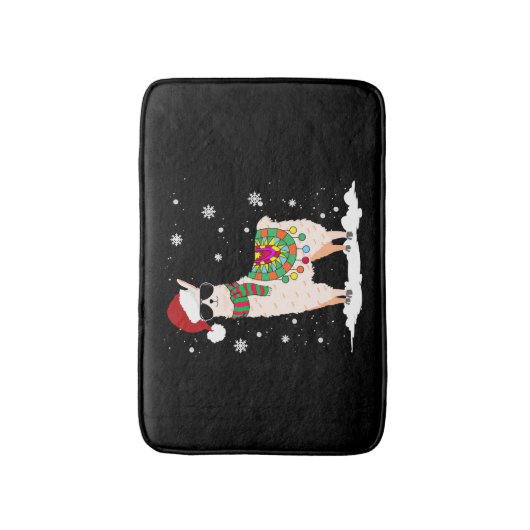 Weihnachtslama - Alpaca Weihnachten Badematte (Vorderseite Vertikal)