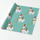Weihnachtslama aquamarin geschenkpapier (Ungerollt)