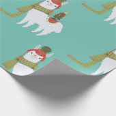 Weihnachtslama aquamarin geschenkpapier (Ecke)