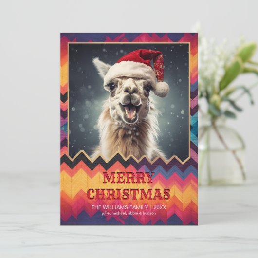 Weihnachtslama Einladung (Stehend Vorderseite)