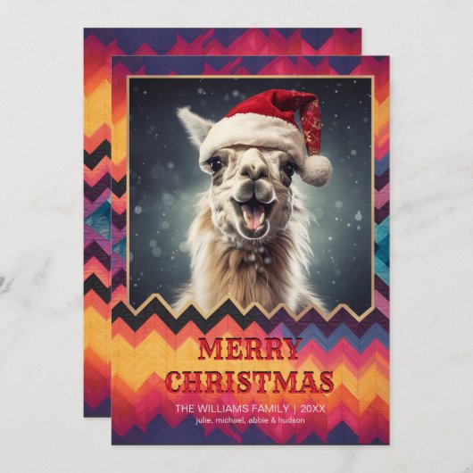 Weihnachtslama Einladung (Vorne/Hinten)