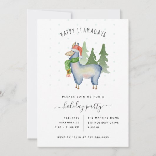 Weihnachtslama | Einladung zur Feier (Vorderseite)