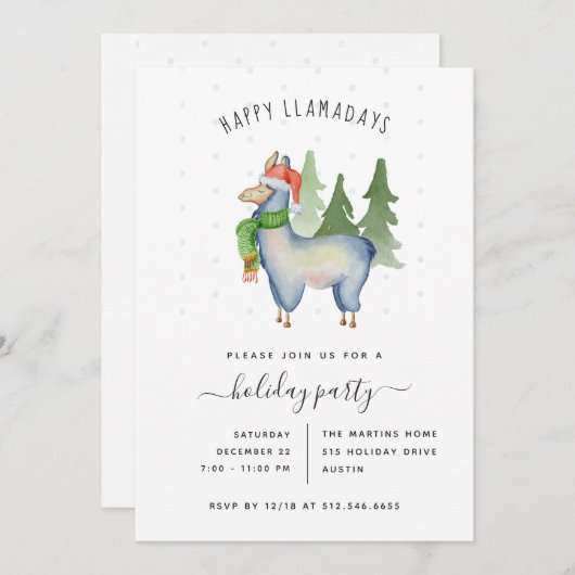 Weihnachtslama | Einladung zur Feier (Vorne/Hinten)