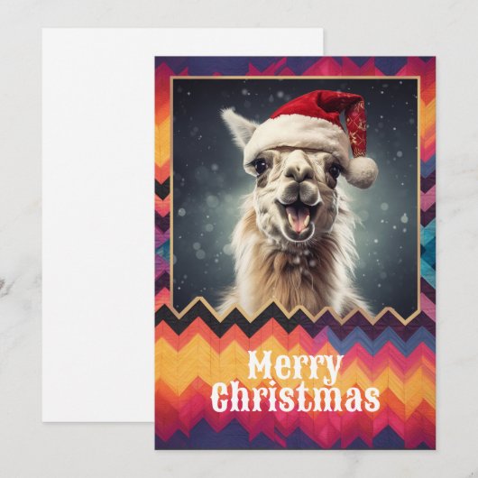 Weihnachtslama Feiertagskarte (Vorne/Hinten)