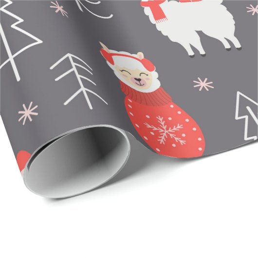 Weihnachtslama Geschenkpapier (Rolleneckpunkt)