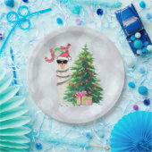 Weihnachtslama | Joy Typografy | Silver Bokeh Pappteller (Party)