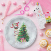 Weihnachtslama | Joy Typografy | Silver Bokeh Pappteller (Party)