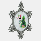 Weihnachtslama | Joy Typografy | Silver Bokeh Schneeflocken Zinn-Ornament (Links)