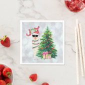 Weihnachtslama | Joy Typografy | Silver Bokeh Serviette (Beispiel)