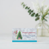 Weihnachtslama | Joy Typografy | Silver Bokeh Visitenkarte (Stehend Vorderseite)