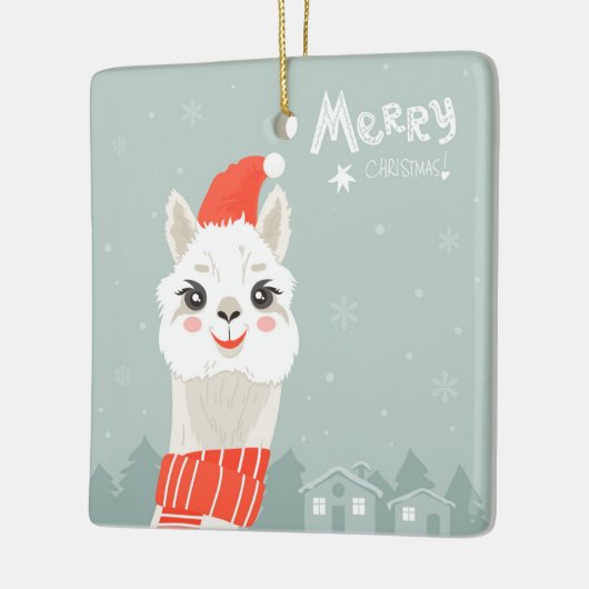 Weihnachtslama Keramikornament (Links)