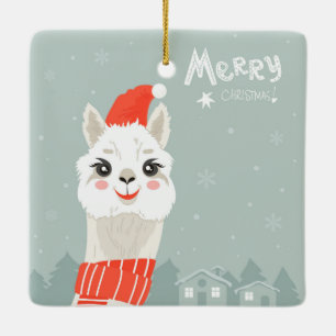 Weihnachtslama Keramikornament