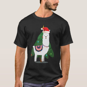 Weihnachtslama mit Weihnachtsbaum T-Shirt