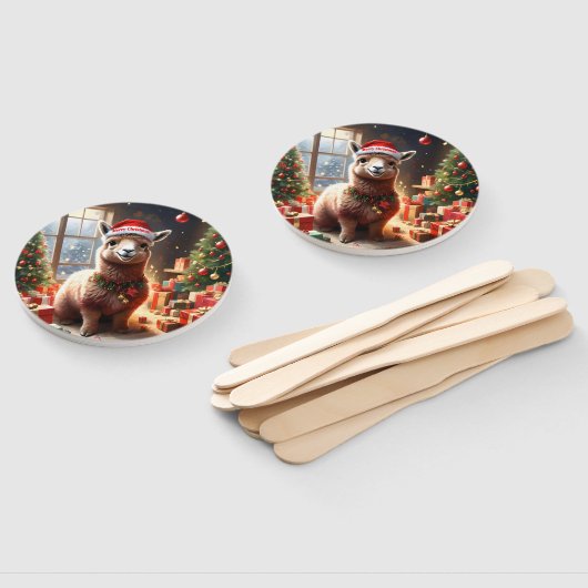 Weihnachtslama mit Weihnachtsmannmütze, Fächer (Non-assembled)