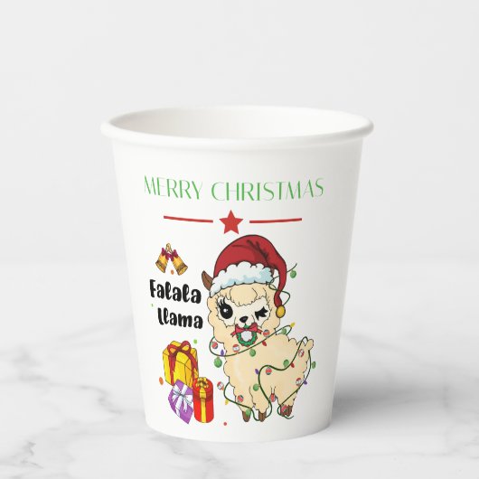 Weihnachtslama Paper Cups Pappbecher (Vorderseite)
