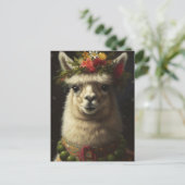 Weihnachtslama Postkarte (Stehend Vorderseite)