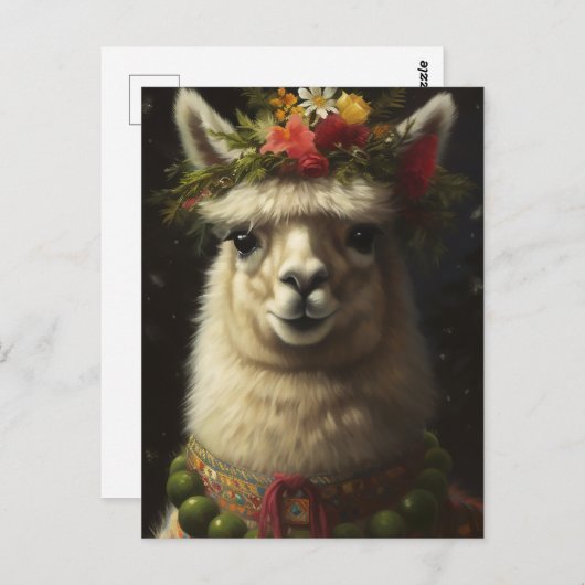 Weihnachtslama Postkarte (Vorne/Hinten)