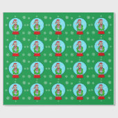 Weihnachtslama Snow Globe Wrapping Paper Geschenkpapier (Flach)