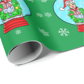 Weihnachtslama Snow Globe Wrapping Paper Geschenkpapier (Rolleneckpunkt)