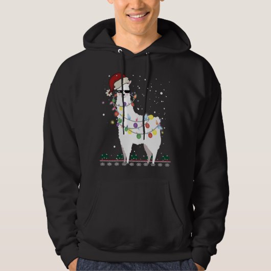 Weihnachtslama Weihnachtsmannmütze Ugly Xmas Tree Hoodie (Vorderseite)