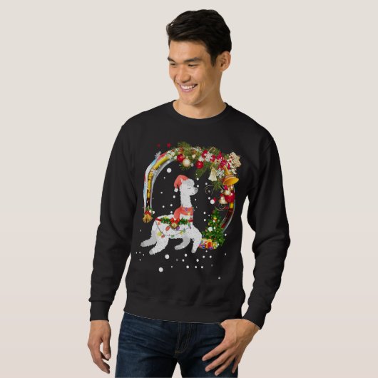 Weihnachtslama Weihnachtsmannmütze Ugly Xmas Tree Sweatshirt (Vorne ganz)