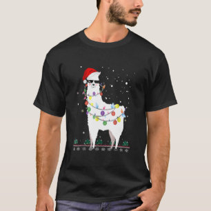Weihnachtslama Weihnachtsmannmütze Ugly Xmas Tree  T-Shirt
