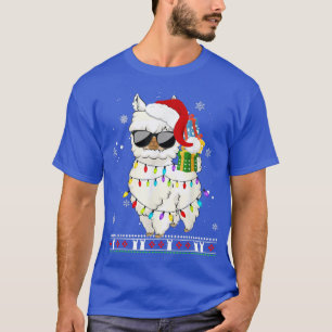 Weihnachtslama Weihnachtsmannmütze Ugly Xmas Tree T-Shirt