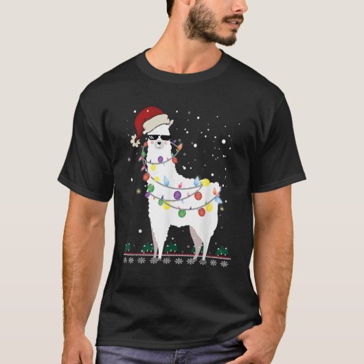 Weihnachtslama Weihnachtsmannmütze Ugly Xmas Tree  T-Shirt (Vorderseite)