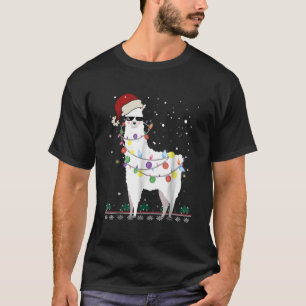 Weihnachtslama Weihnachtsmannmütze Ugly Xmas Tree T-Shirt