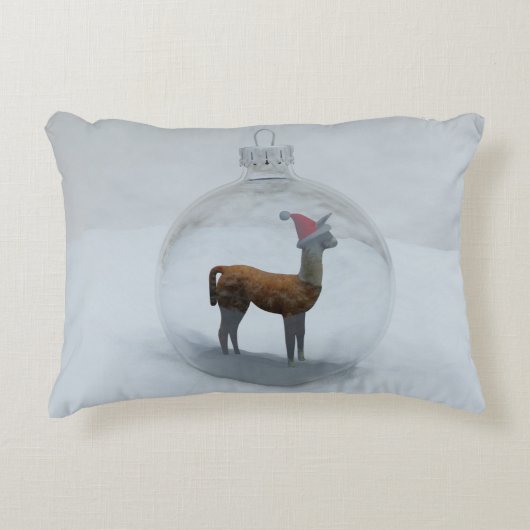 Weihnachtslama Winterschneeerlebnis Dekokissen (Vorderseite)