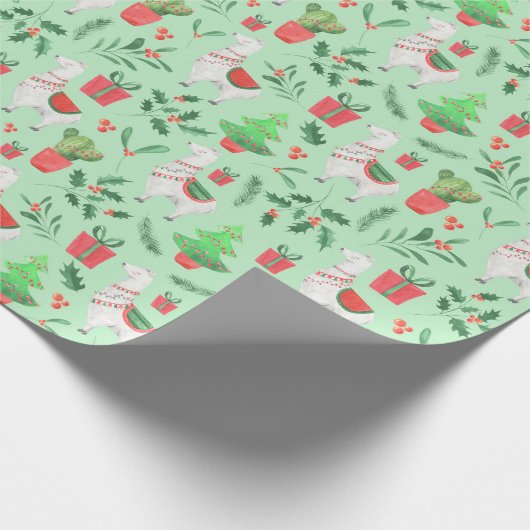 Weihnachtslama-Wrapping Geschenkpapier (Ecke)