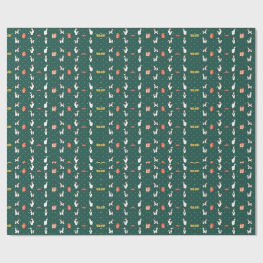 Weihnachtslama Wrapping Paper Roll Geschenkpapier (Flach)