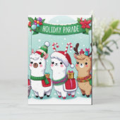 Weihnachtslamas Einladung (Stehend Vorderseite)