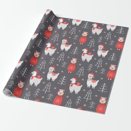 Weihnachtslamas Geschenkpapier (Ungerollt)