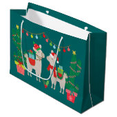 Weihnachtslamas Große Geschenktüte (Vorderseite Schrägansicht)