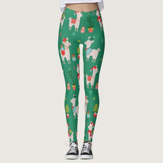 Weihnachtslamas Leggings (Vorderseite)