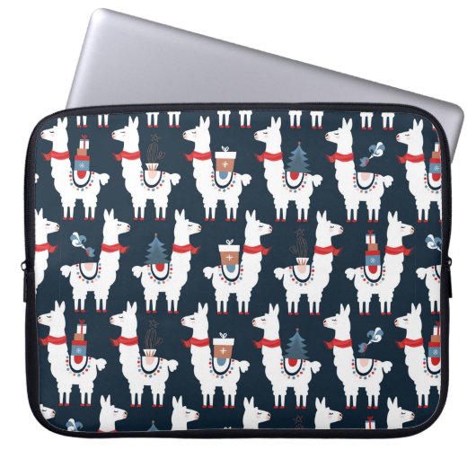 Weihnachtslamas nahtloses Muster Laptopschutzhülle (Vorderseite)