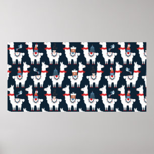 Weihnachtslamas nahtloses Muster Poster