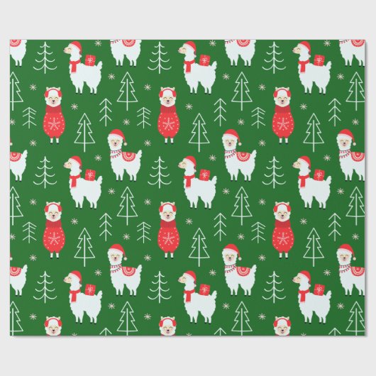 Weihnachtslamas Verpackungspapier Geschenkpapier (Flach)