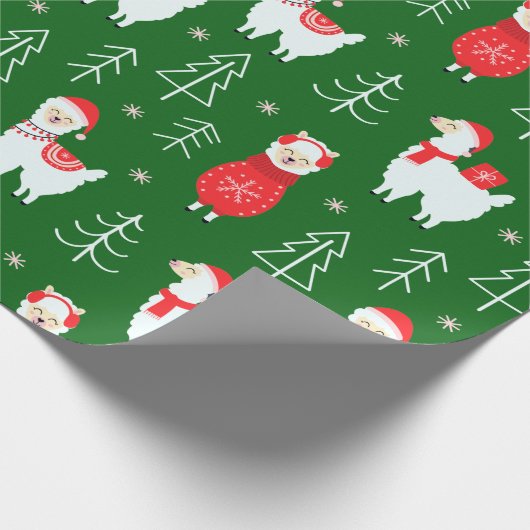 Weihnachtslamas Verpackungspapier Geschenkpapier (Ecke)
