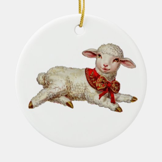 Weihnachtslamm Keramik Ornament (Vorne)