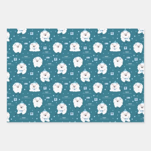 Weihnachtslamm-Wrapping Sheet-Set von 3 Geschenkpapier Set (Vorderseite)