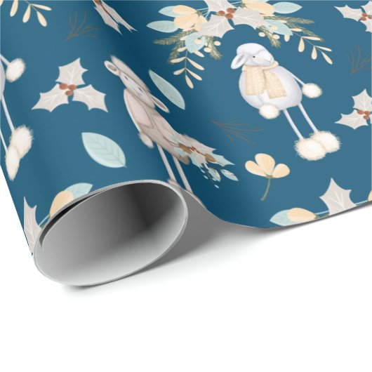 Weihnachtslämmer auf blau geschenkpapier (Rolleneckpunkt)