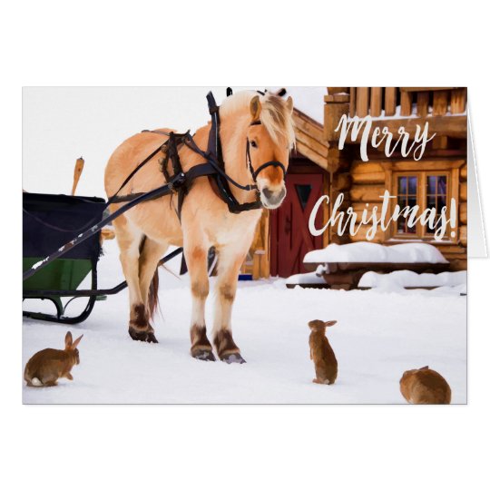 Weihnachtsland-Bauernhof Idyll im Freien im Schnee Karte